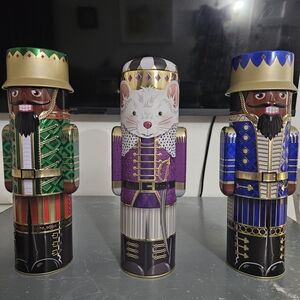 Set of Six Nutcracker Figures in Green, Purple, and Blue